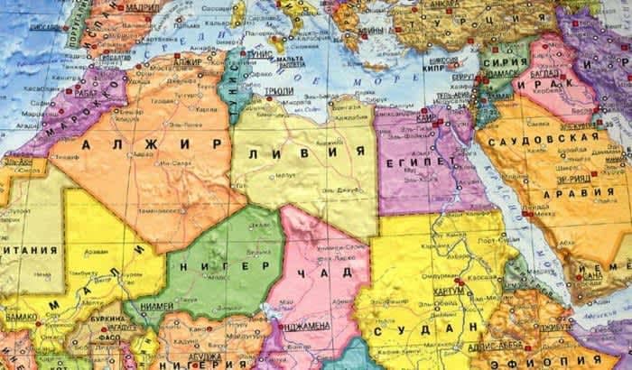 Местонахождение страны Алжир на карте Африки.